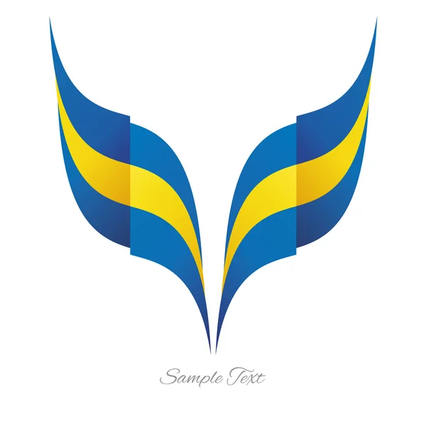 Abstraktní švédské orel vlajky stuha logo bílé pozadí — Stockový vektor