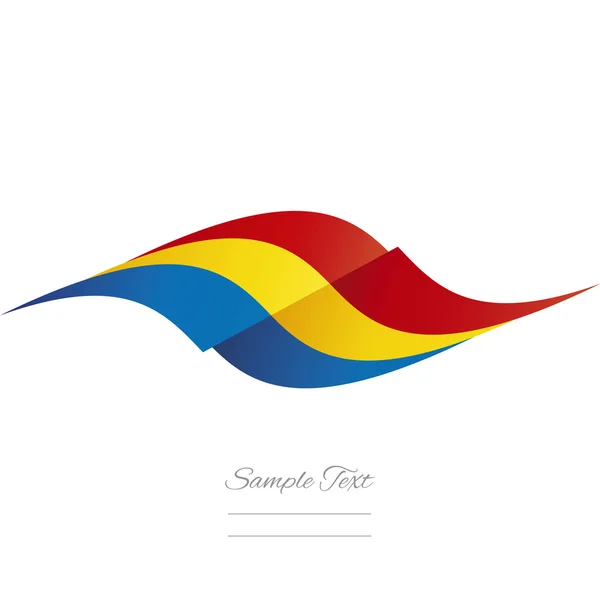 Logotipo de cinta de bandera rumana abstracta fondo blanco — Vector de stock