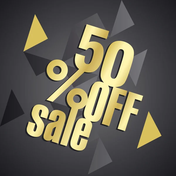 Sale 50 percent off gold black abstract background — Stock Vector