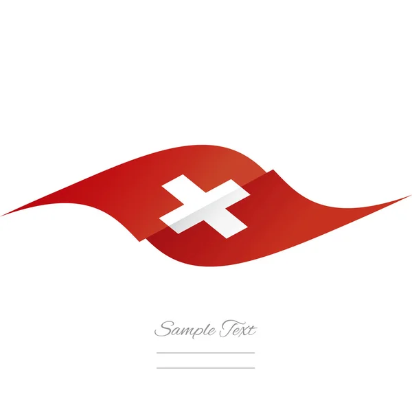 Logotipo de cinta de bandera suiza abstracta fondo blanco — Vector de stock