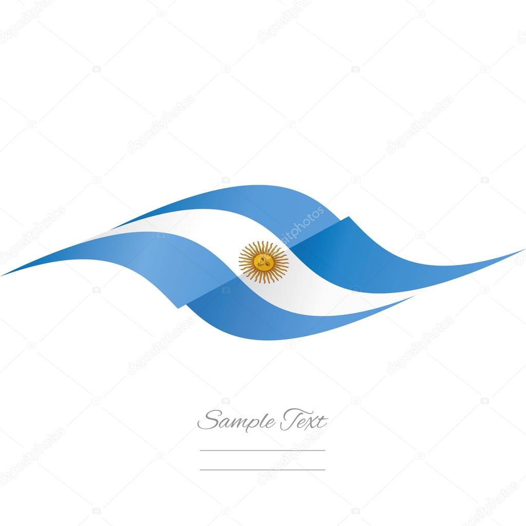 Abstract Argentinean flag ribbon logo white background vector