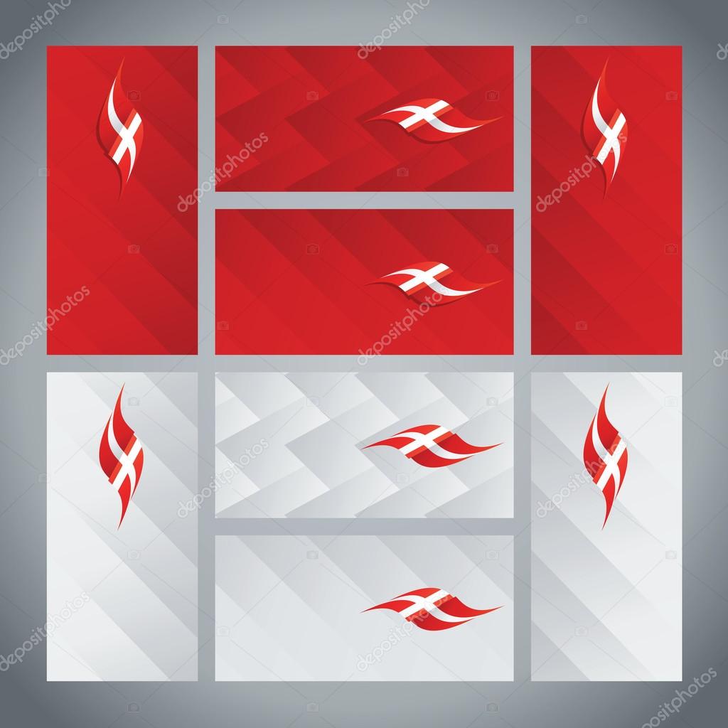 Denmark flag ribbon logo abstract card cover background vector