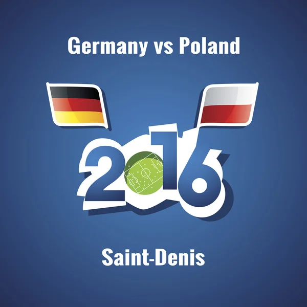 Euro 2016 Germany vs Poland blue background — Stock Vector