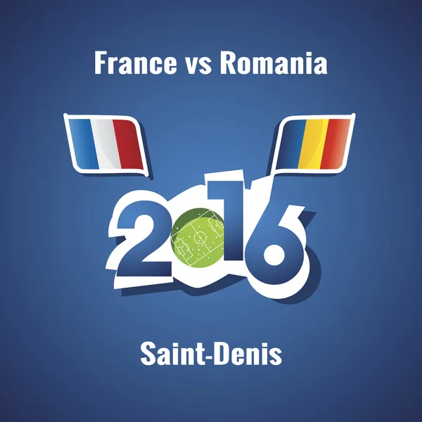 Euro 2016 France vs Romania blue background — Stock Vector