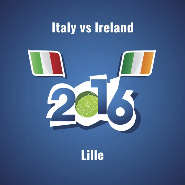 Euro 2016 Italië vs Ierland blauwe achtergrond — Stockvector