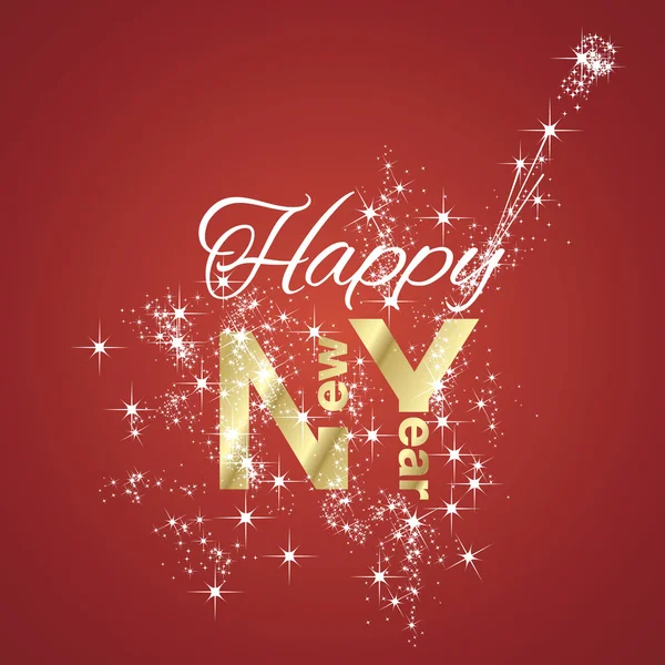 Happy New Year firework red background — Stock Vector