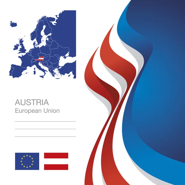 Österreich Europäische Union Flagge Band Karte abstrakter Hintergrund — Stockvektor