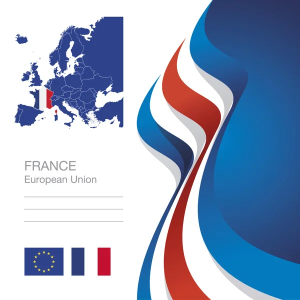 Francia Bandera de la Unión Europea mapa de la cinta fondo abstracto — Vector de stock