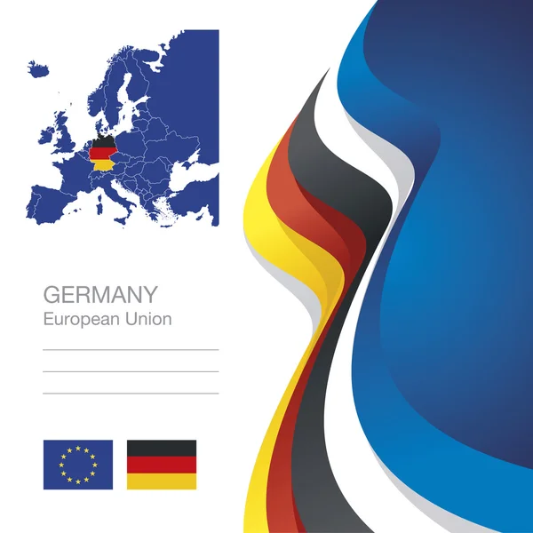 Allemagne Union européenne drapeau ruban carte résumé fond — Image vectorielle