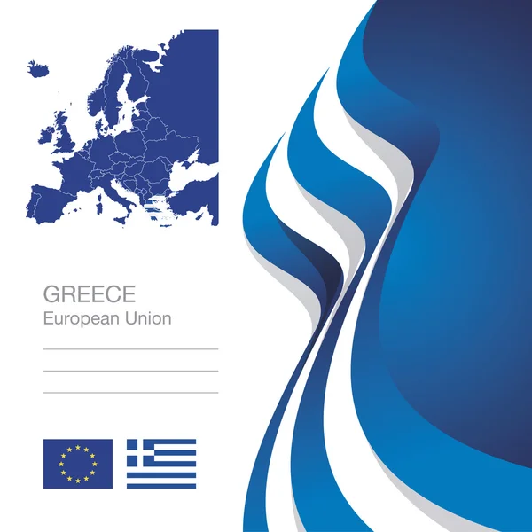 Grèce Union européenne drapeau ruban carte résumé fond — Image vectorielle