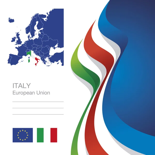 意大利欧洲联盟旗织带地图抽象背景 — 图库矢量图片