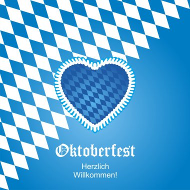 Oktoberfest kalp bayrak vektör arka plan.