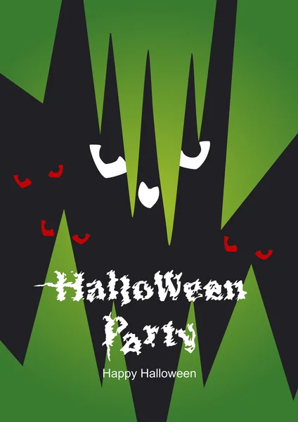 Halloween miedo dientes verde retrato fondo — Vector de stock