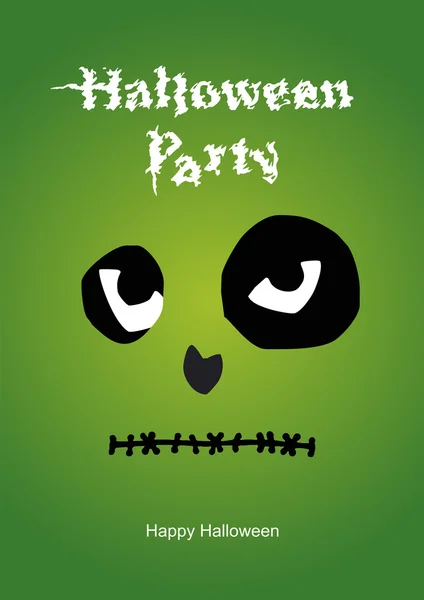 Halloween scary face green background — Stock Vector