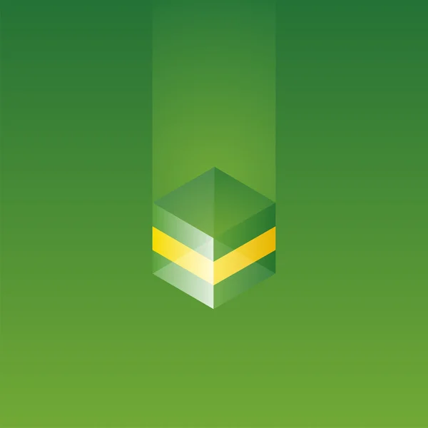 Brasile cubo bandiera verde sfondo vettore — Vettoriale Stock