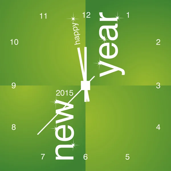Nieuwjaar 2015 groene klok ontwerp — Stockvector