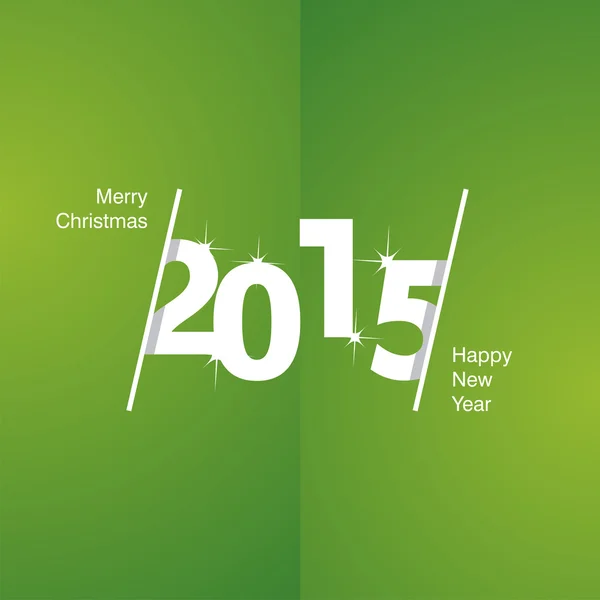 2015 happy New Year white groene achtergrond — Stockvector