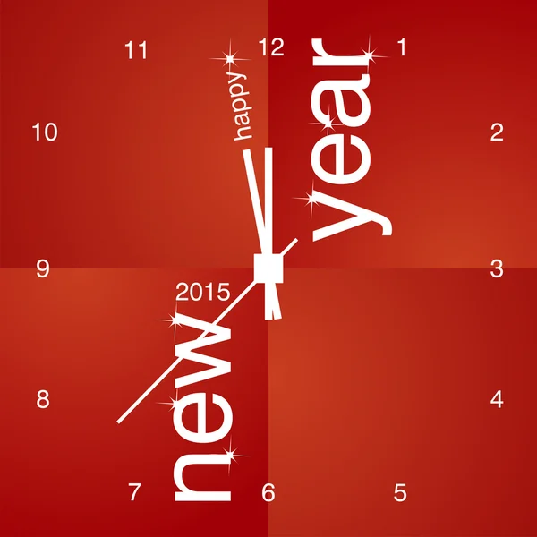 Año Nuevo 2015 reloj rojo diseño — Archivo Imágenes Vectoriales