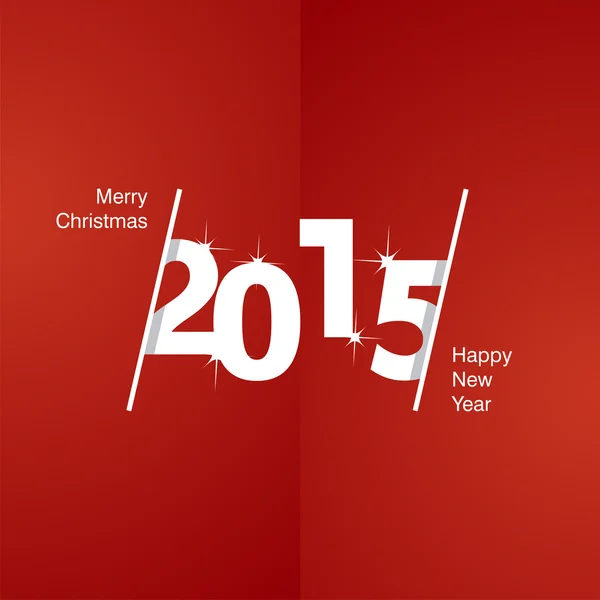 2015 happy New Year white rode achtergrond — Stockvector