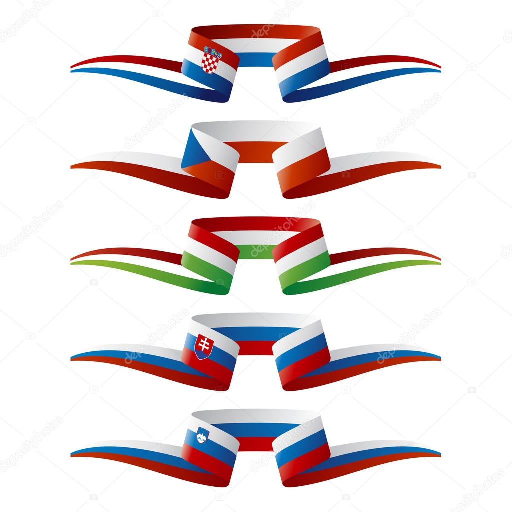 Abstract color South-East Europe flags ribbon