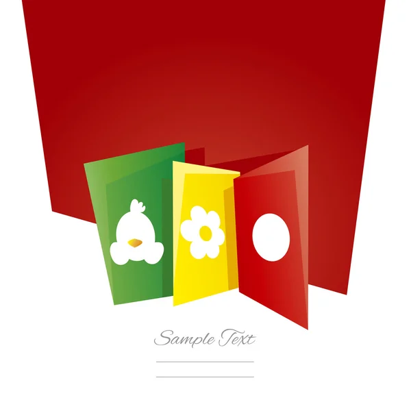 Pâques symboles cartes fond rouge — Image vectorielle