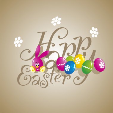 Paskalya renkli tavşan yumurta kahverengi arka planı