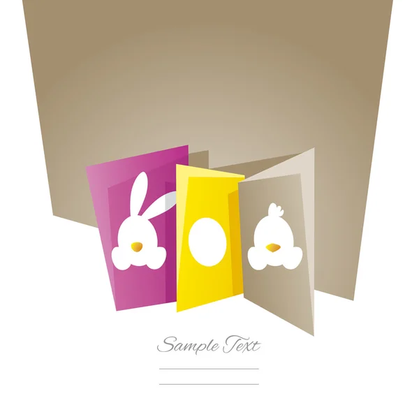 Symbole de Pâques oeuf de lapin poussin fond brun — Image vectorielle