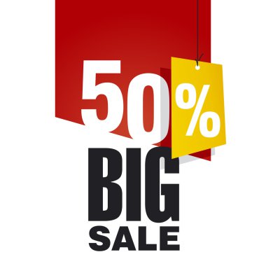 Big Sale 50 percent off red background clipart