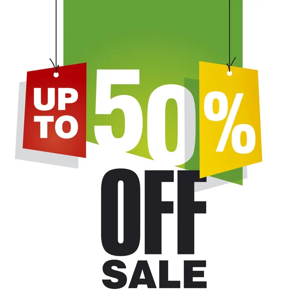 Sale up to 50 percent off green background — Stock Vector