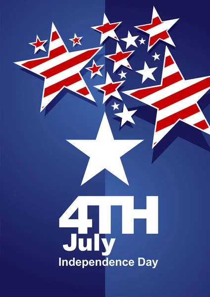 4th July red white stars blue background — Stockvector