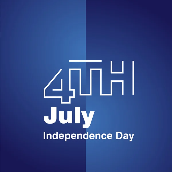 4 juillet ligne blanche logo fond bleu — Image vectorielle