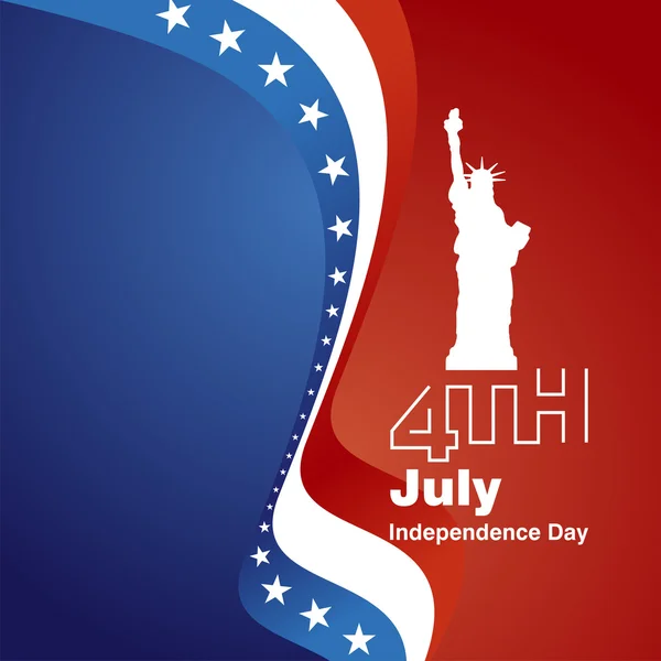 4 juillet logo blanc bleu rouge fond de carte de vœux — Image vectorielle