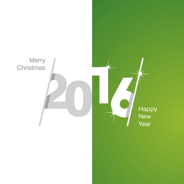 2016 Feliz Año Nuevo gris blanco verde fondo — Archivo Imágenes Vectoriales