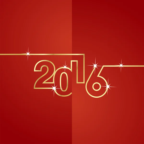 Gold line 2016 red background vector — Stock Vector