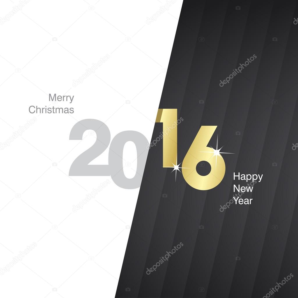 2016 New Year gray gold black background