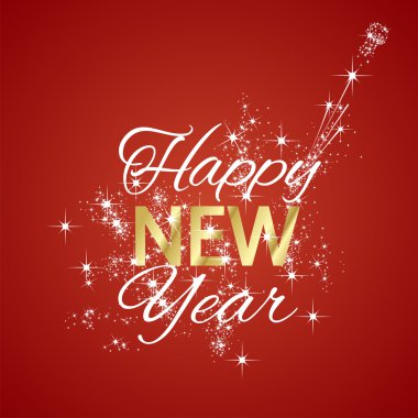 Mutlu yeni yıl 2016 havai fişek kırmızı arka plan