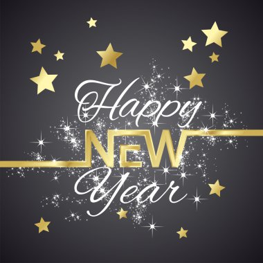 Yeni yıl 2016 altın arka plan siyah yıldız