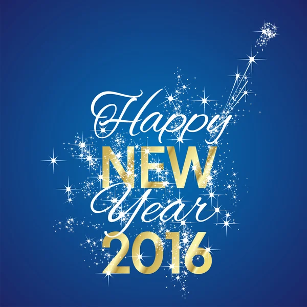 2016 Feliz Año Nuevo fuegos artificiales fondo azul — Vector de stock