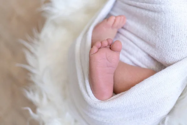 赤ん坊の足白地に生まれたばかりの赤ん坊の甘いかかと — ストック写真
