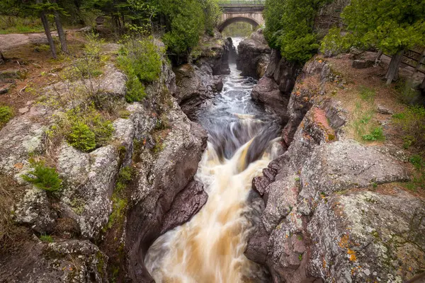 Cascada Que Fluye Exuberante Bosque Verde — Foto de Stock