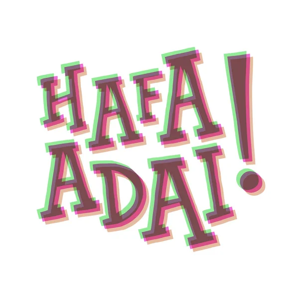 Hafa Adai ya da Hello on Chamorro language hand Letting on 3d effect. Hoş stereoskopik, disko stili kaligrafi. — Stok Vektör