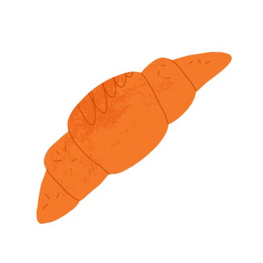 Tatlı bir kruvasan, geleneksel Fransız pastanesi. Kahvaltıda ya da öğle yemeğinde tatlı bir tatlı. Vektör izole illüstrasyonu.