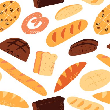 Çeşitli geleneksel Fransızca, İtalyanca ve diğer soarts ekmekleriyle el yapımı, hoş, pürüzsüz bir desen..