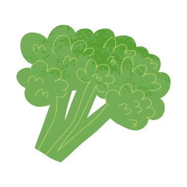 Çizgi film stili brokoli. Çiftçiler ve organik taze sebzeler, sağlıklı beslenme konsepti.