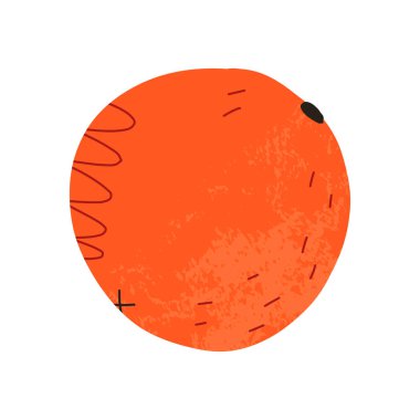 Tatlı retro portakal ve doku. Çizgi film tarzı meyve elle çizilmiş yalıtılmış çizim.