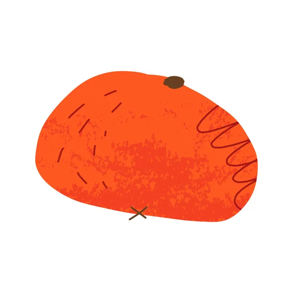 Mignon rétro mandarine ou clémentine avec texture. Illustration isolée dessinée à la main de style dessin animé. — Image vectorielle