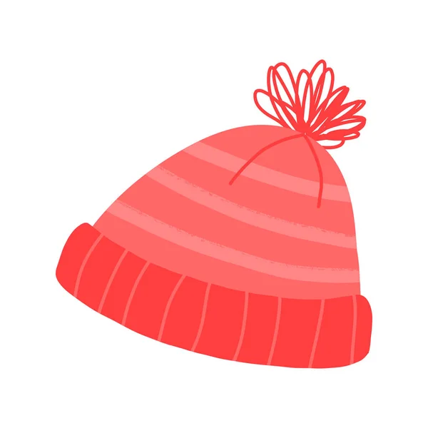 Lindo punto rayado pom-pom sombrero. Dibujos animados vector ilustración. — Archivo Imágenes Vectoriales