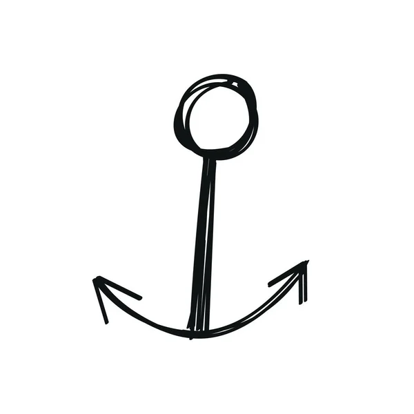 Lindo ancla garabato, marineros símbolo esperanza. Icono de estilo de boceto, ilustración aislada vector. — Vector de stock
