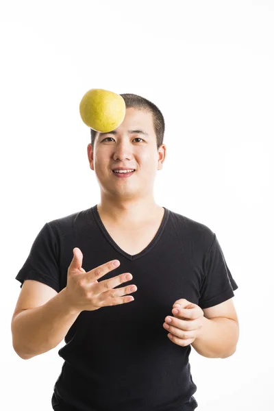 Young asian man standing isolated on white — Stock Photo, Image