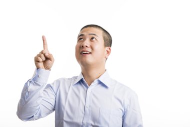 genç iş adamı izole üzerinde beyaz ayakta